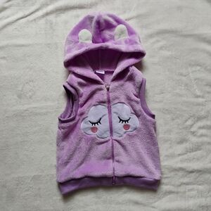 Cute Soft Plush Purple Cloud Zip Up Hooded Vest | 18-24M